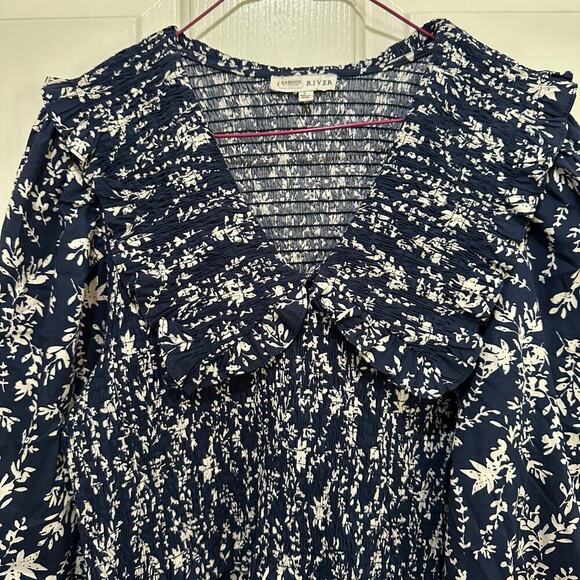 River Women's V-Neckline Collared Long Sleeves Maxi Dress Size Large - Picture 4 of 5